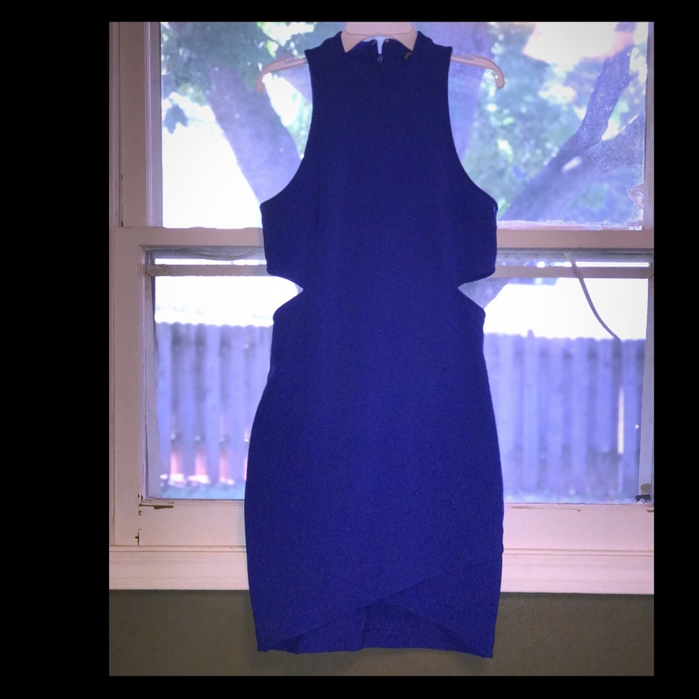 Express Blue Cut-out bodycon dress